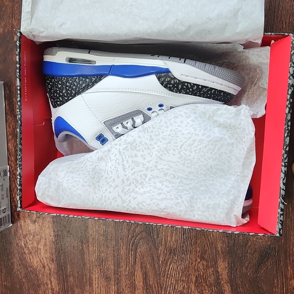 Air Jordan Boy's 3 Retro GS Shoes KB8 Racer Blue/White 3.5Y